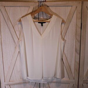White House Black Market Sleeveless Topstitch Shell Top Size 8